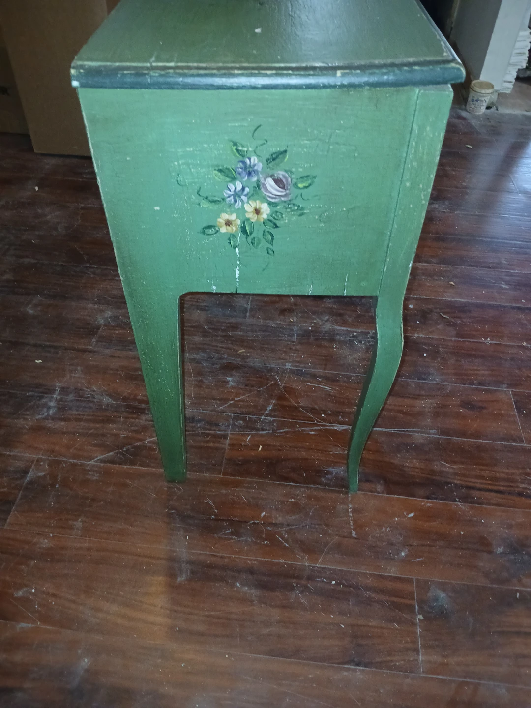 Vintage Hand-Painted Green Side Table - photo 2