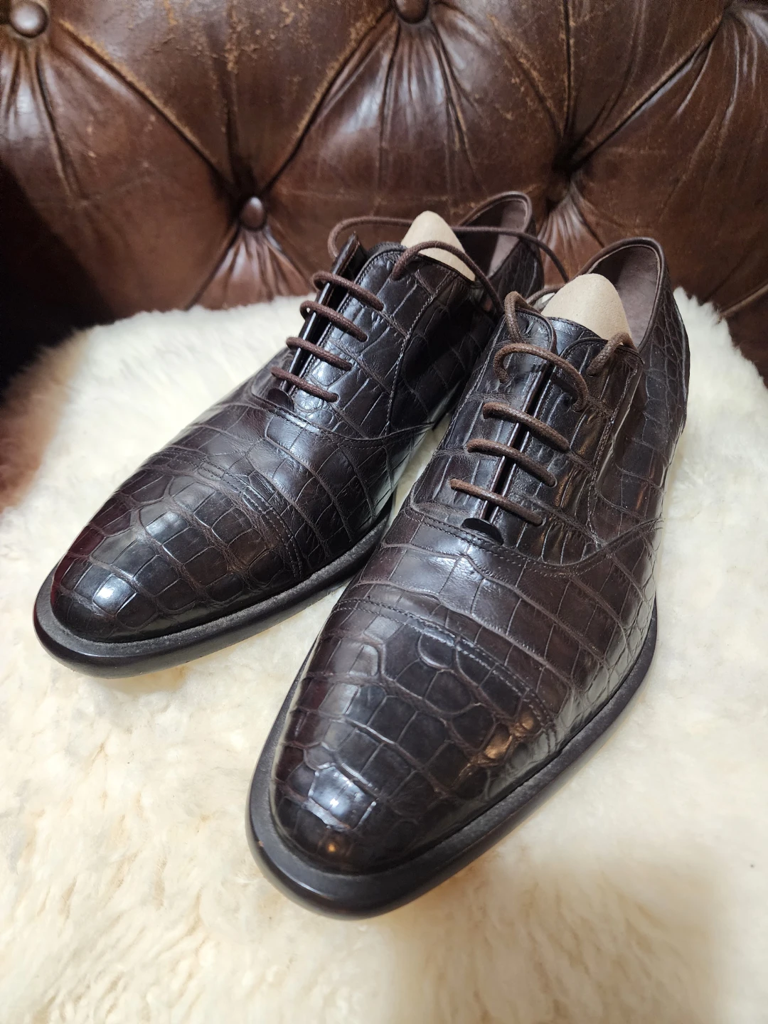 Authenic Giorgio Armani Crocodile Leather Dress Shoes