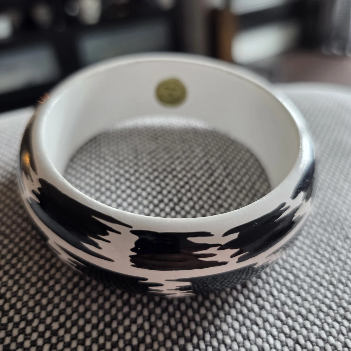 Vintage Bangle Bracelet - Black & White Pattern