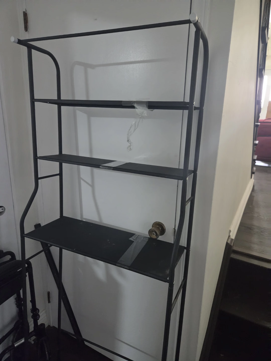 Black Metal Shelf Unit with Desk - photo 2
