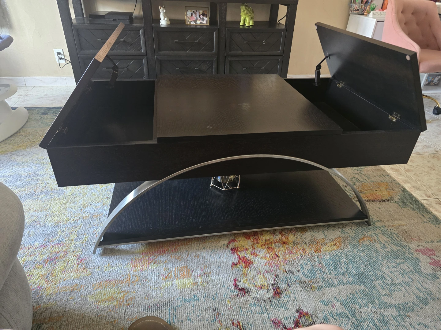 Modern Dark Wood Coffee Table with Storage - photo 3