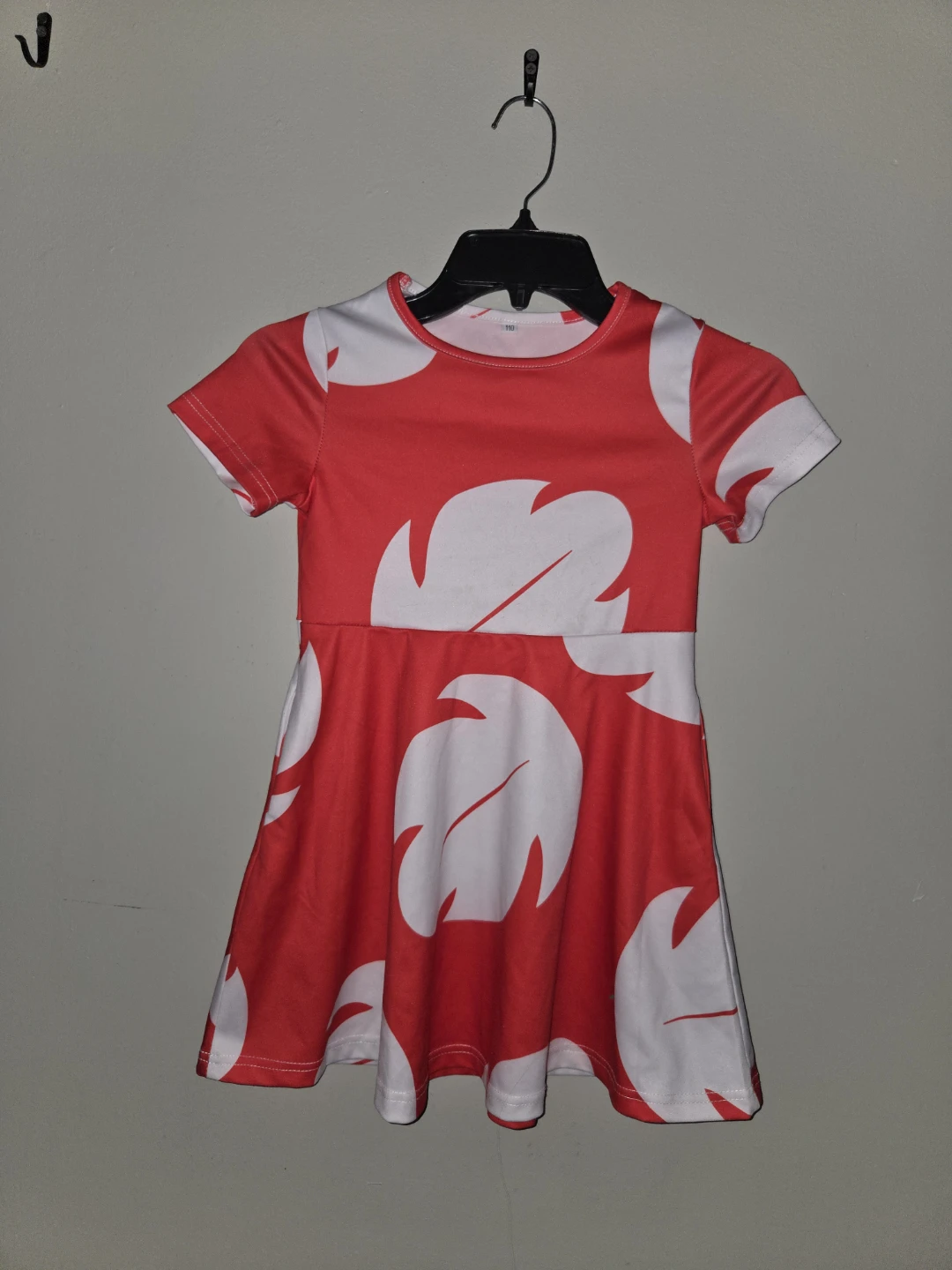 Red and White Leaf Print Dress