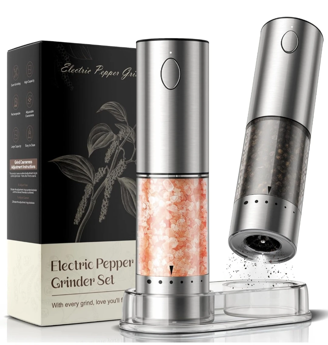Electric Pepper Grinder Set with Large Capacity