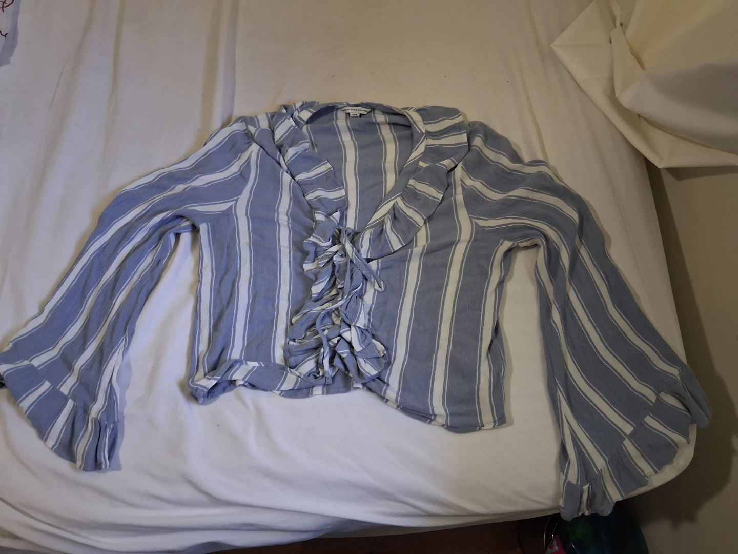 American Eagle Striped Ruffle Blouse
