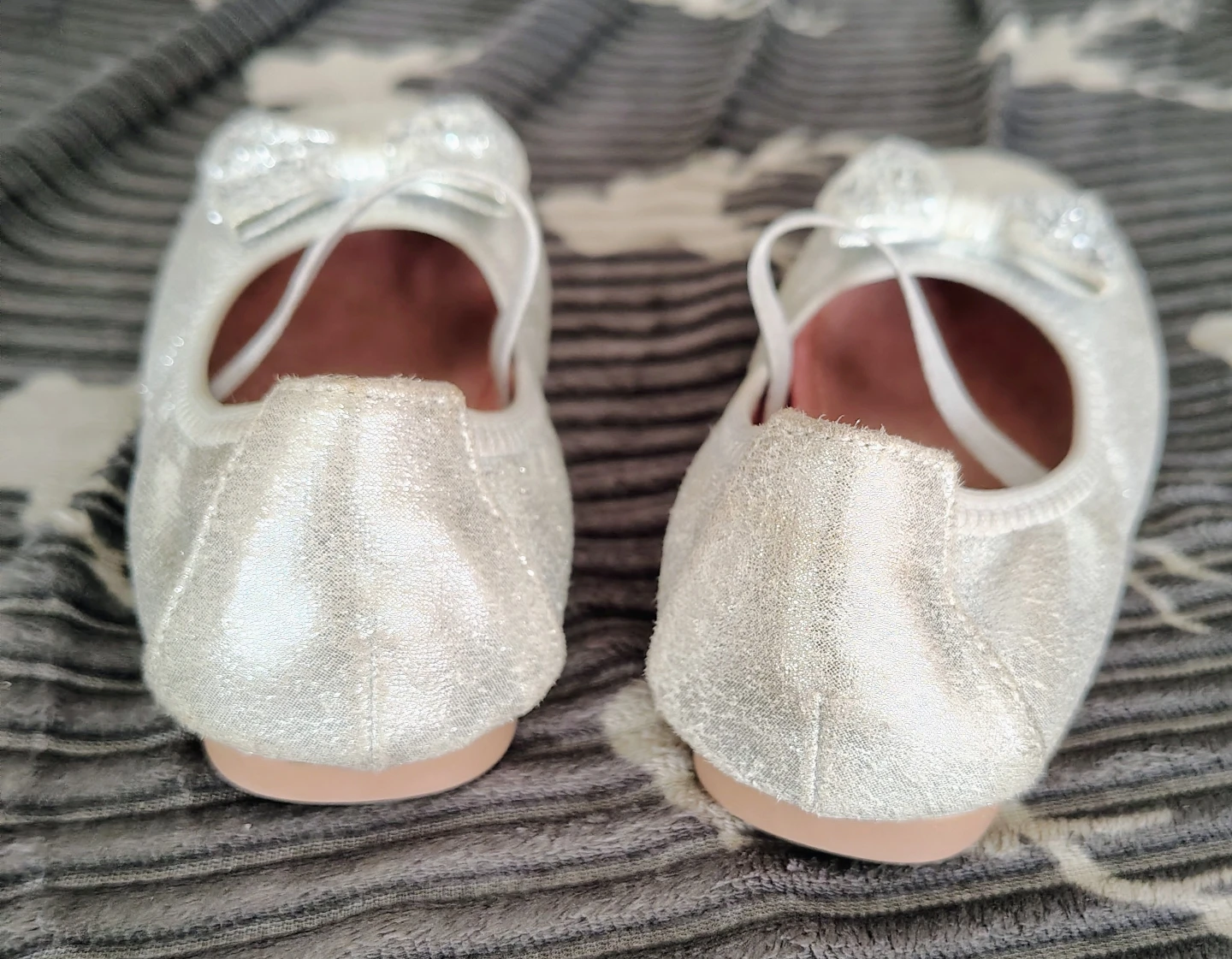 Sz 7 Wanderlust Silver Sparkle Dress Flats Size 25 - photo 2