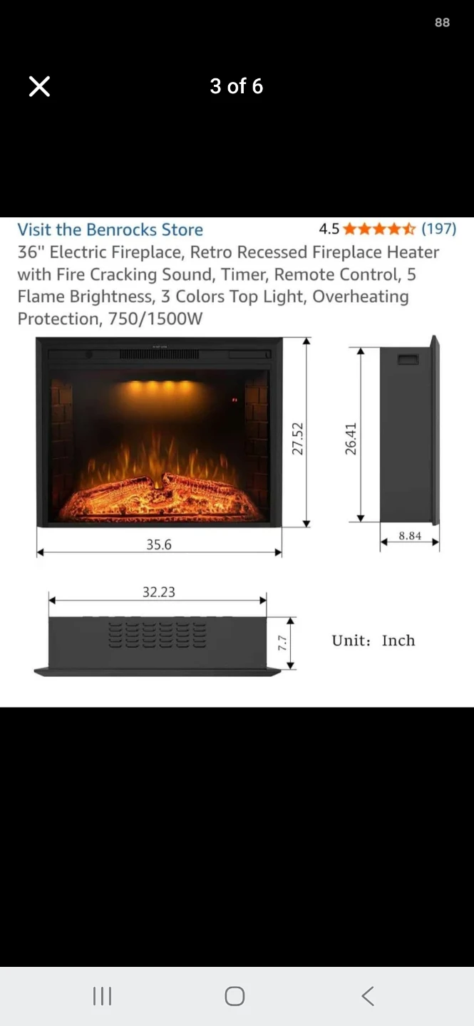 Benrocks 36" Electric Fireplace Heater - photo 4