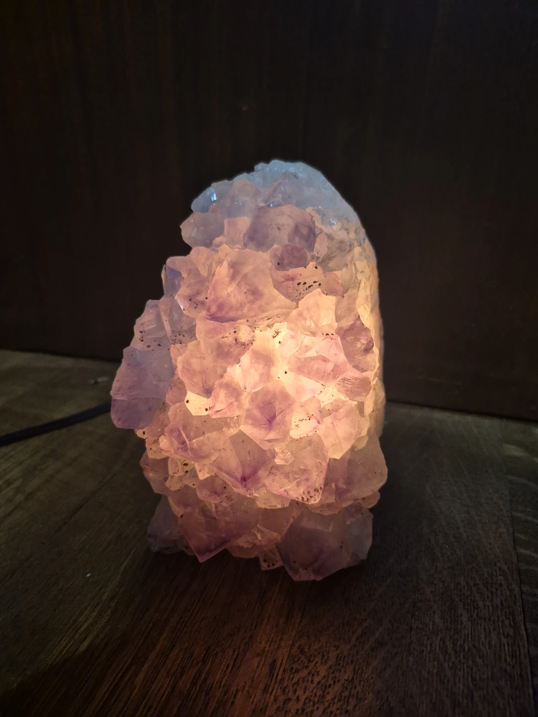 Large Natural Amethyst Crystal Cluster Lamp with Warm Glow - photo 5