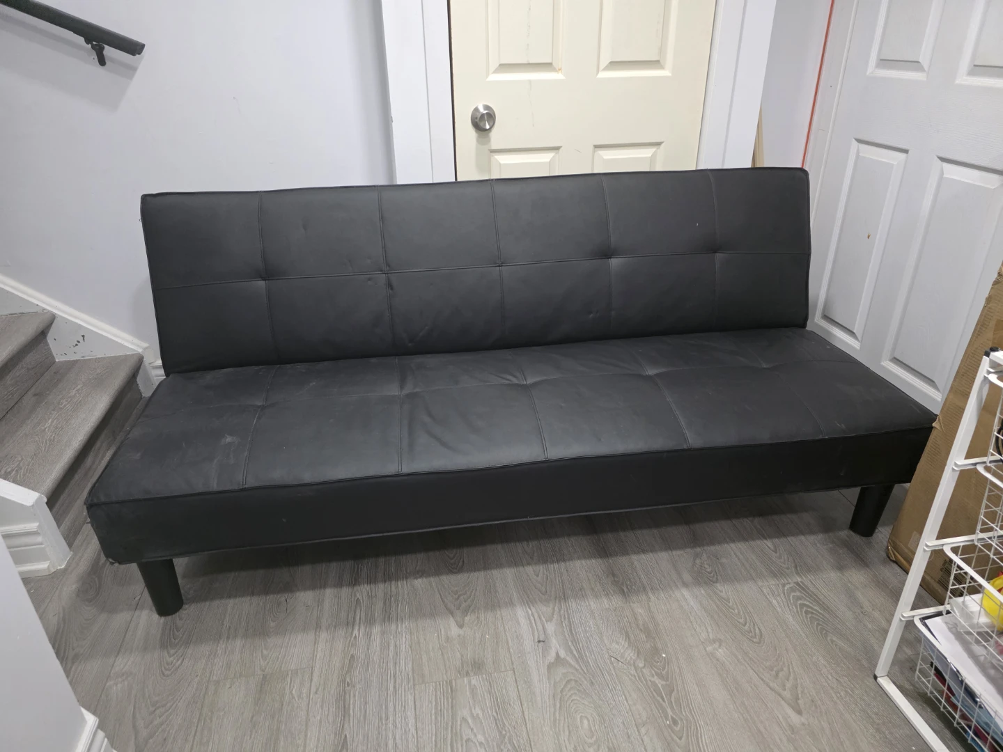 Black Faux Leather Futon BED couch