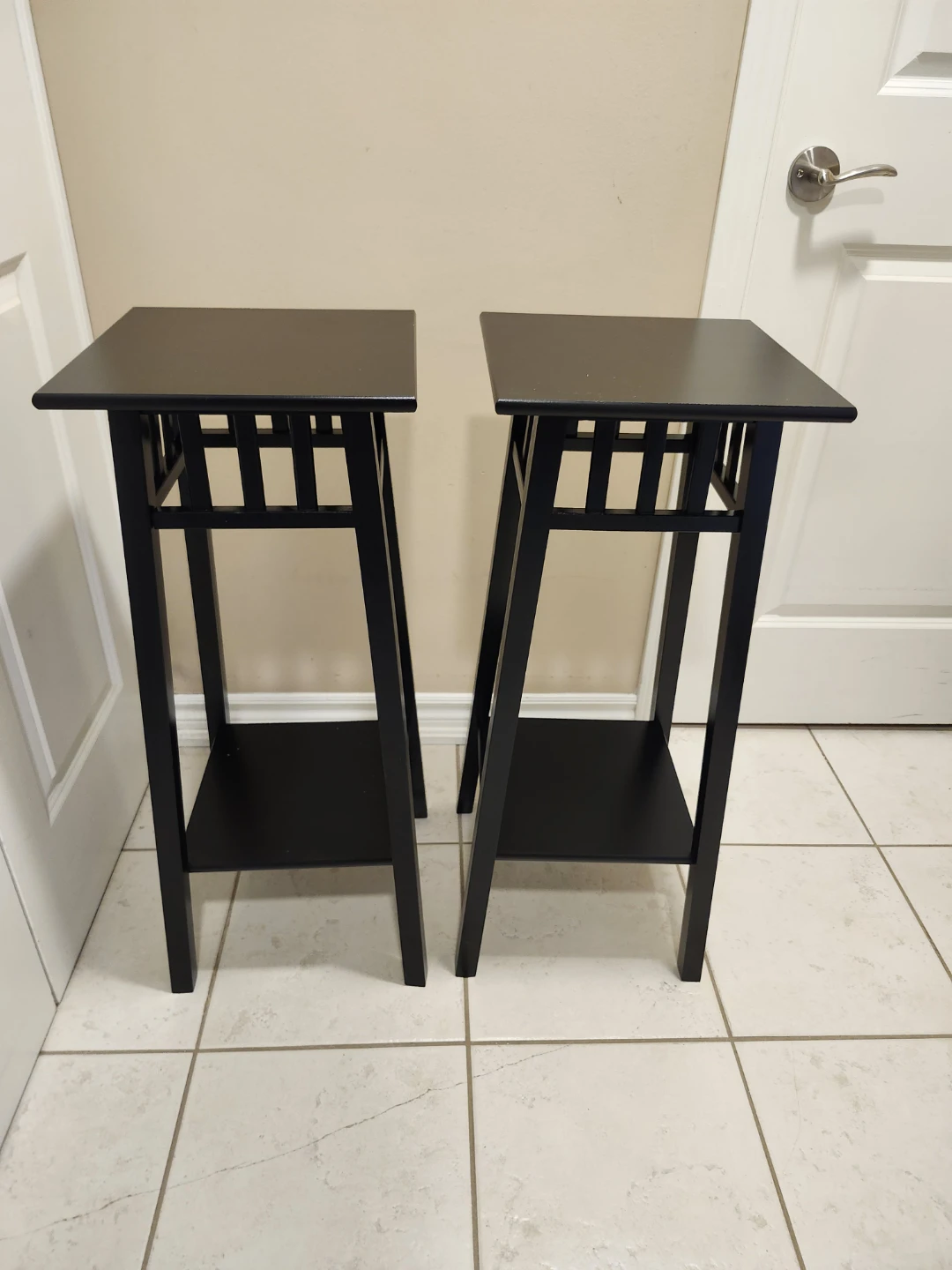 Set of Two Black Side Tables Or Plant