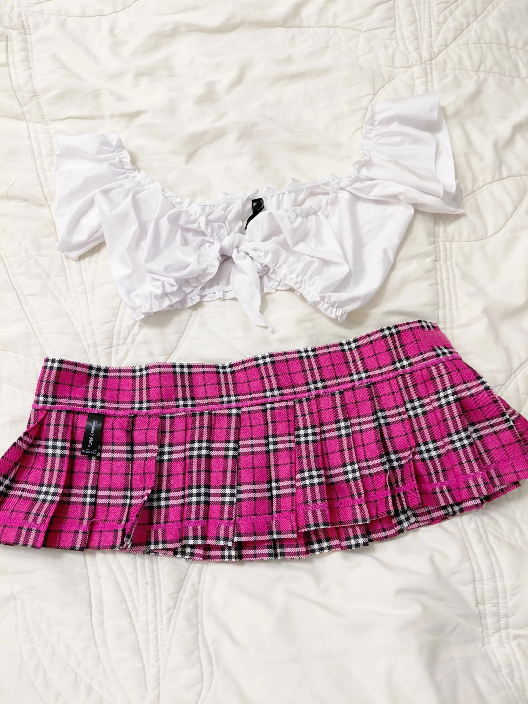 Teacher's Pet Plaid Skirt and White Top Set