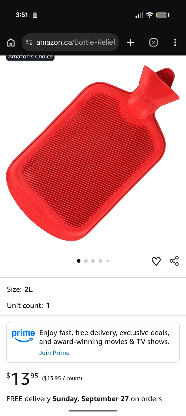 Equinox Red Rubber Hot Water Bottle