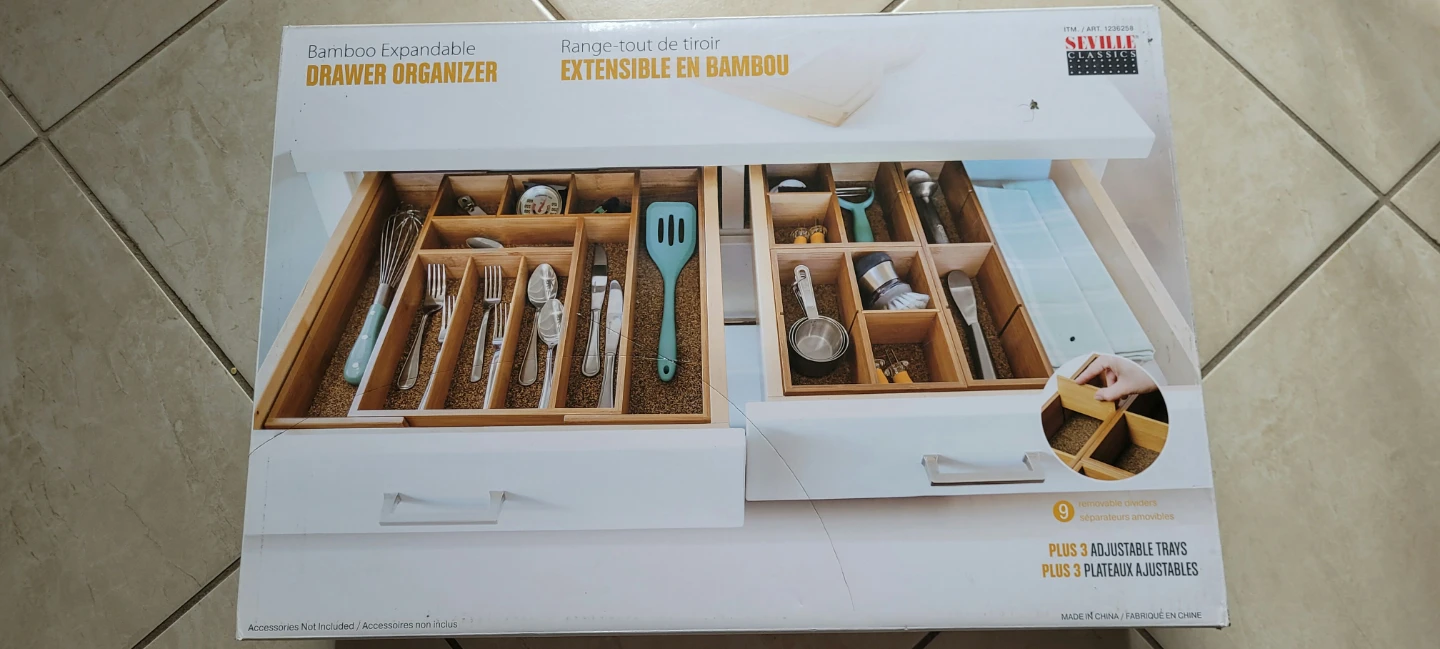 Seville Classics Bamboo Expandable Drawer Organizer