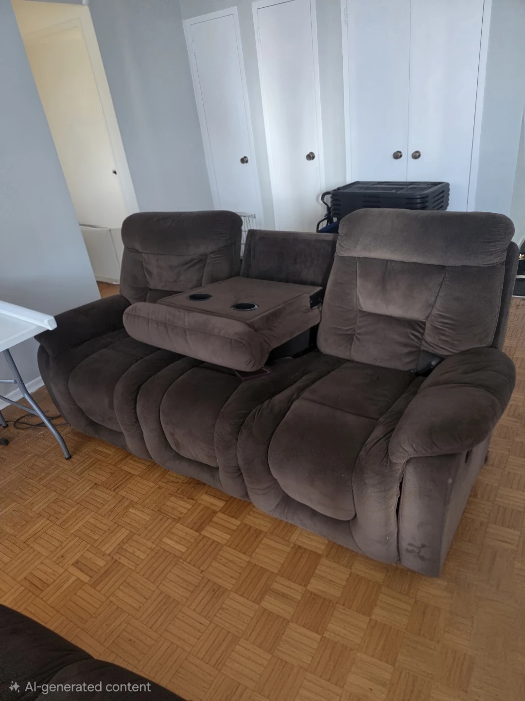 Brown Microfiber Reclining Sofa - photo 2