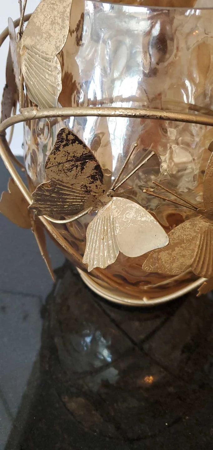 Set of Two Butterfly Glass  Candle Holders - photo 2