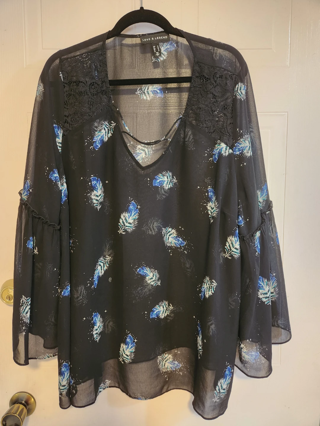 Love & Legend Feather Print Blouse
