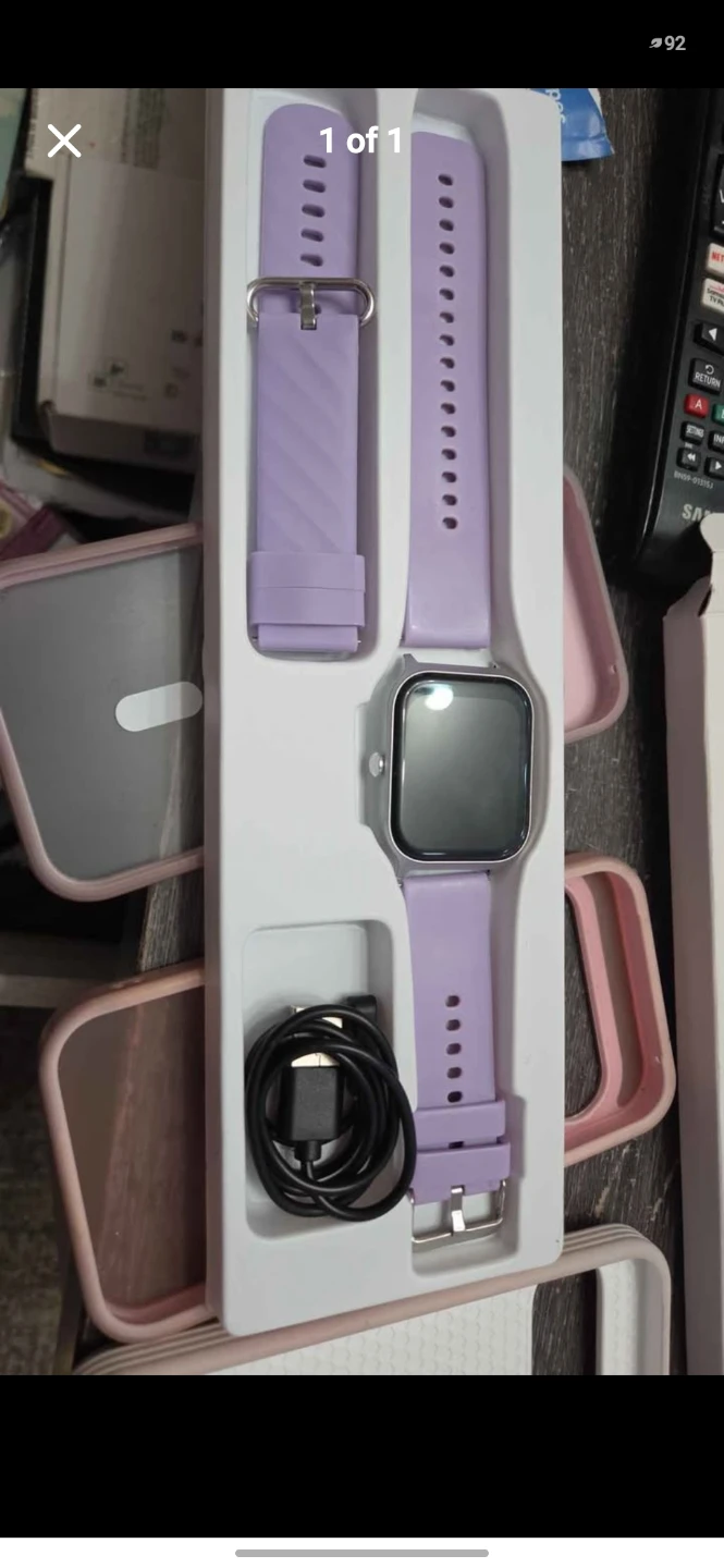 Smartwatch with Lavender Silicone Band