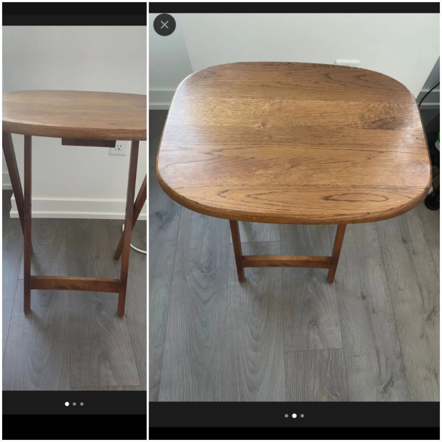 Like-new Solid Wood Folding Tray Table 19"w x 14.5"d x 25.5"h