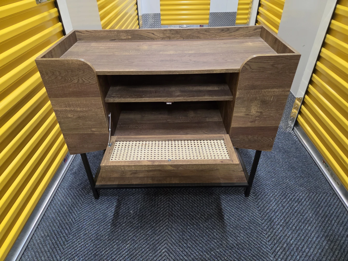 Wood and Rattan Media Console Cabinet - photo 2