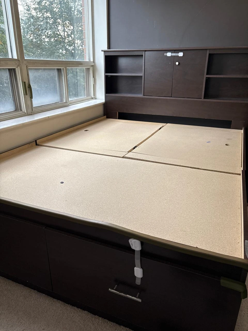 Custom Wooden Queen Size Bed Frame with Storage – $650