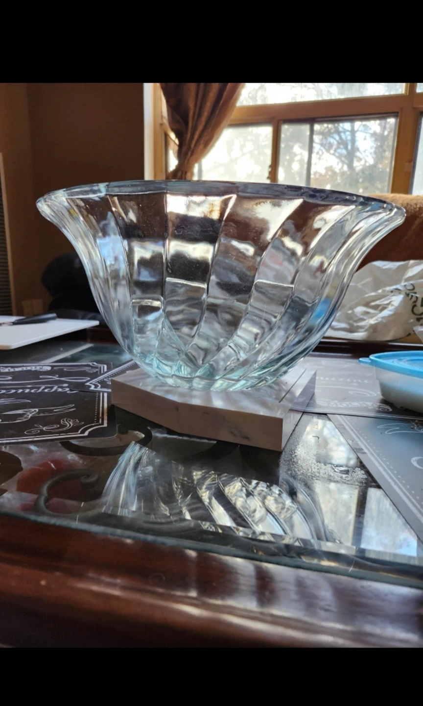 Clear Glass Serving Bowl or  glass fluted with punch bowl - photo 3