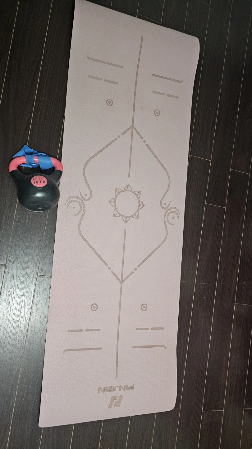 Pinjian Yoga Mat and 10 lb Kettlebell