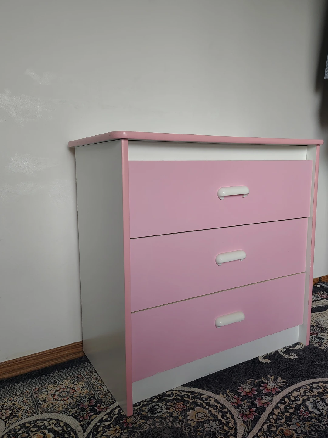 Pink and White Three-Drawer Dresser - photo 3