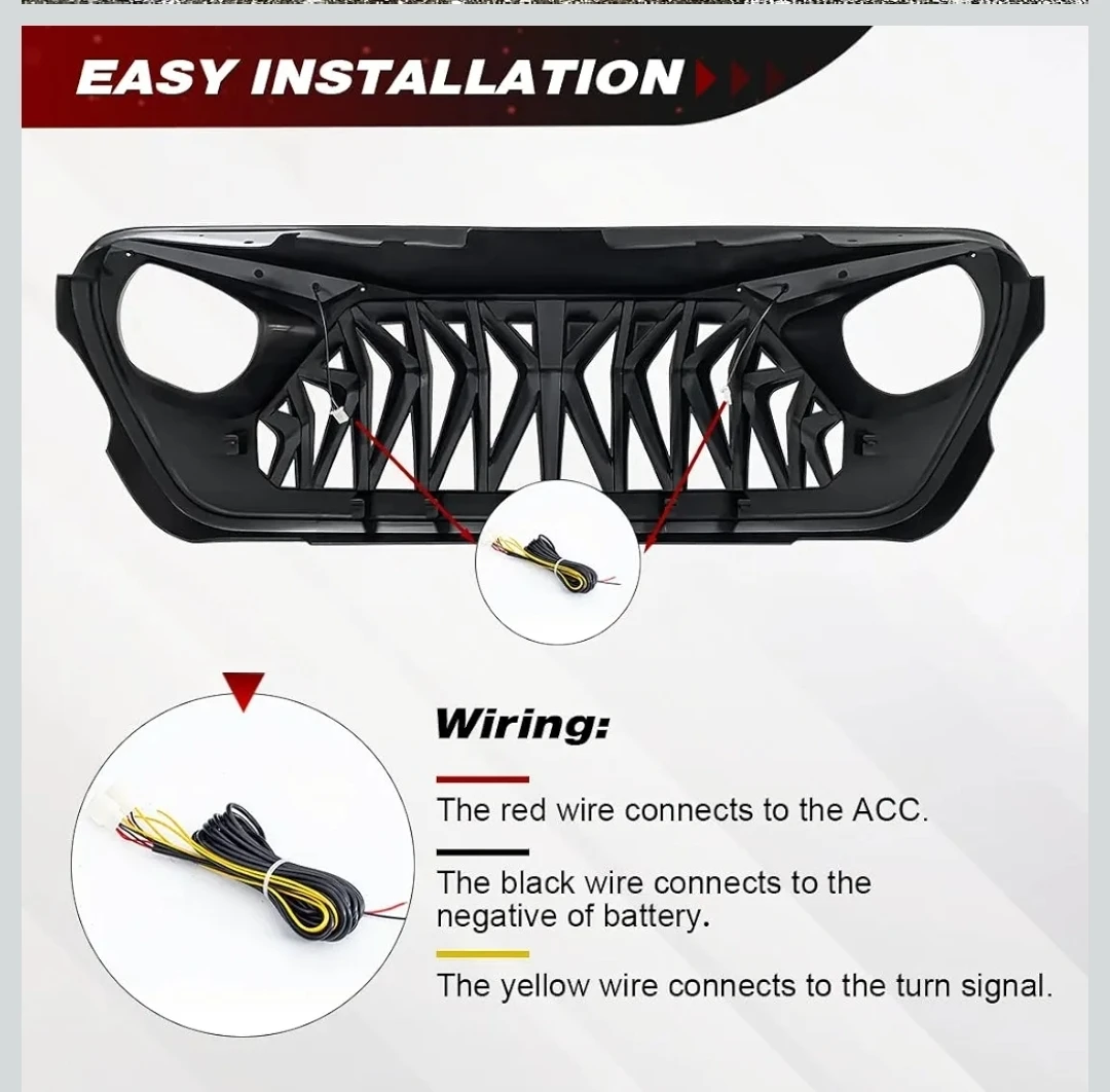 Front Shark Grille for Jeep Wrangler/Gladiator - photo 4