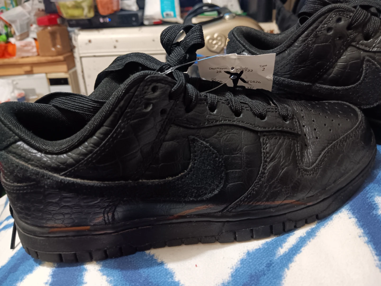 Nike Dunk Low Black Crocodile Pattern Sneakers