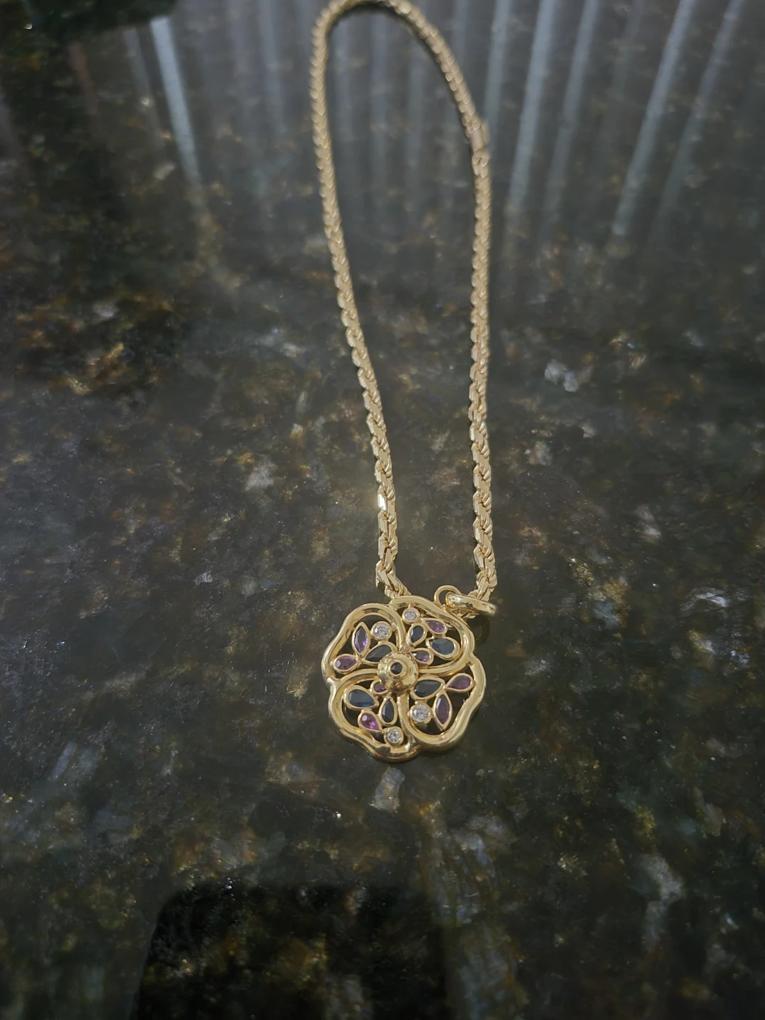 Gold-tone Floral Pendant Necklace