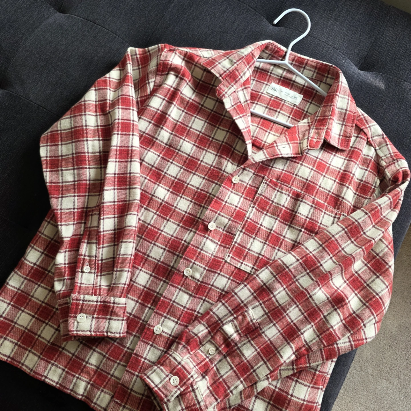 ZARA Boys Red Plaid Flannel Shirt Size 11-12 - photo 2