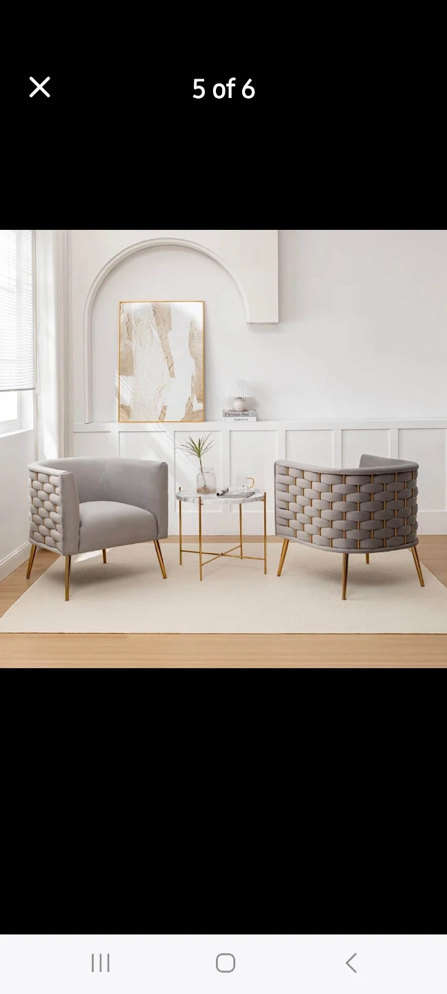 2 Grey Velvet Accent Chair with Gold Legs