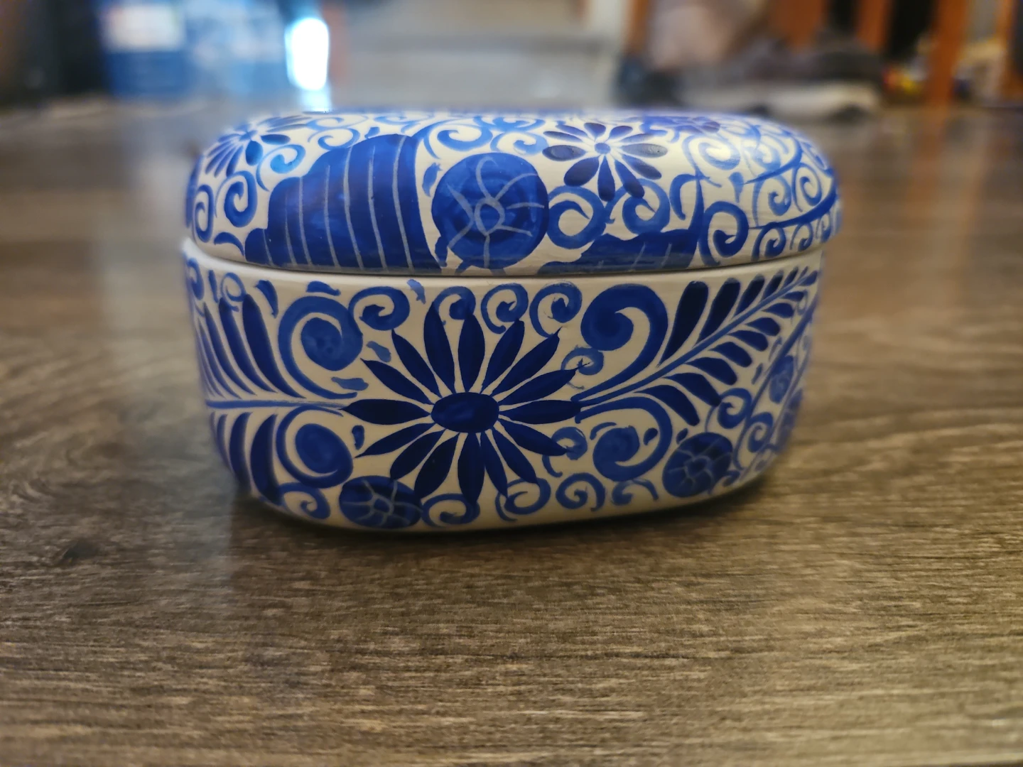 Blue and White Ceramic Trinket Box mexocan pottery Xantico - photo 4