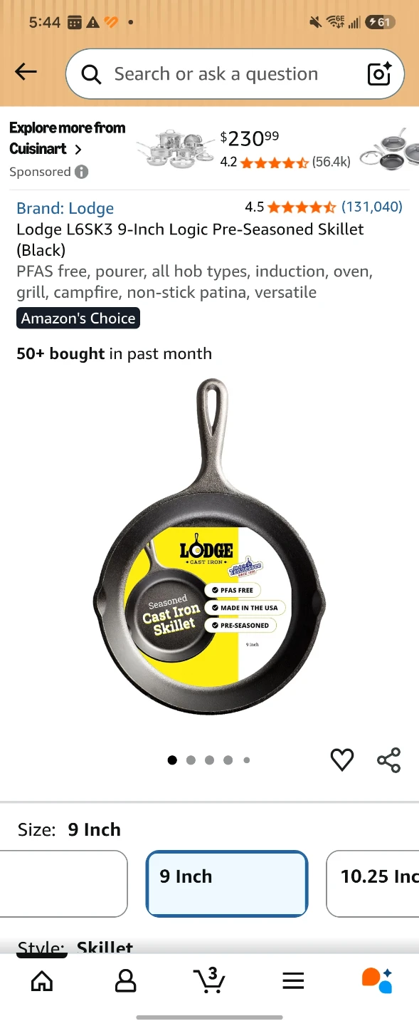 Lodge 9-Inch Cast Iron Skillet