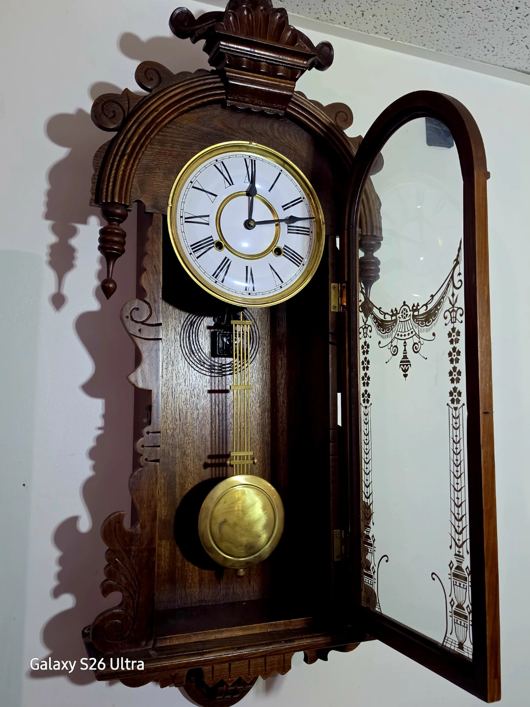 Vintage Rectangular Wall Clock Analog Roman Numerals Pendulum
