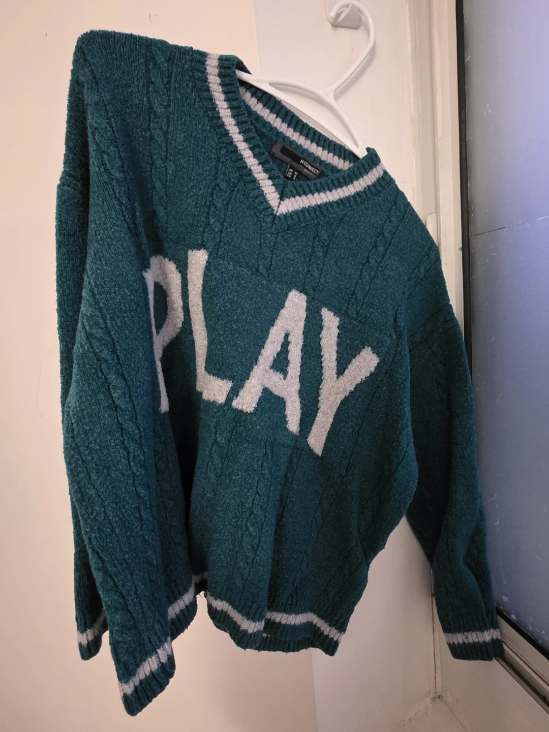 H:CONNECT Teal Cable Knit PLAY Sweater