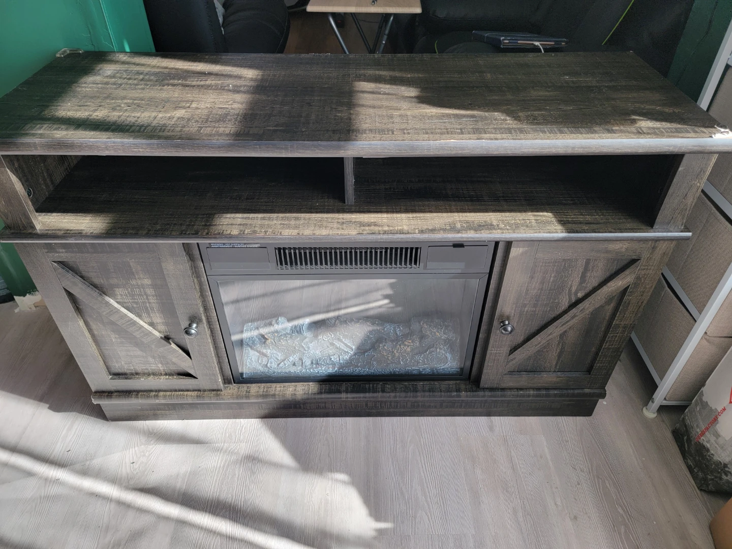 Rustic Fireplace TV Stand