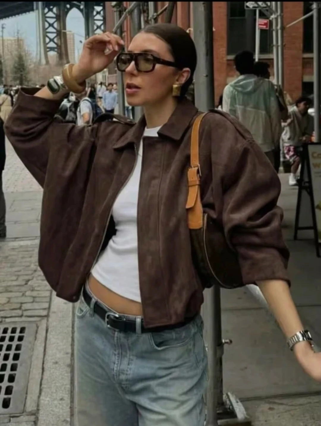 Brown Suede Bomber Jacket - photo 2