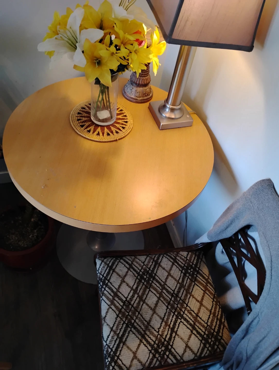Wooden Dining Chair with Patterned Seat