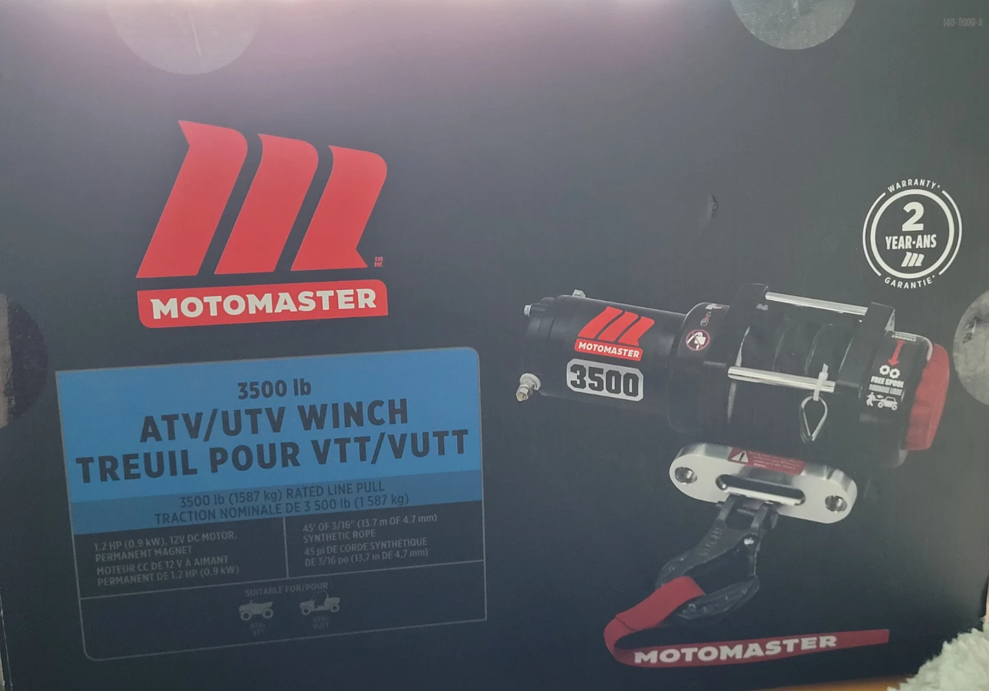 New MotoMaster 3500-lb 12V DC ATV/UTV Winch