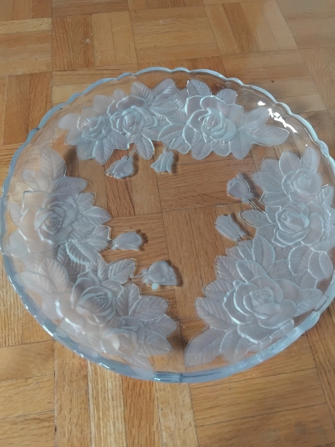 Frosted Glass Rose Motif Serving Set - photo 2