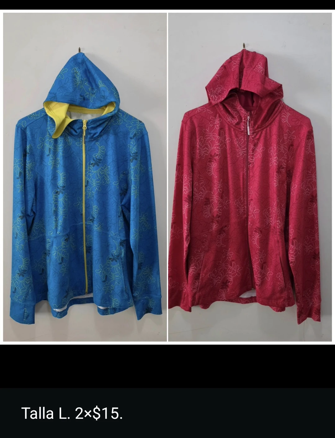 Two Floral Pattern Hooded Jackets Size Large