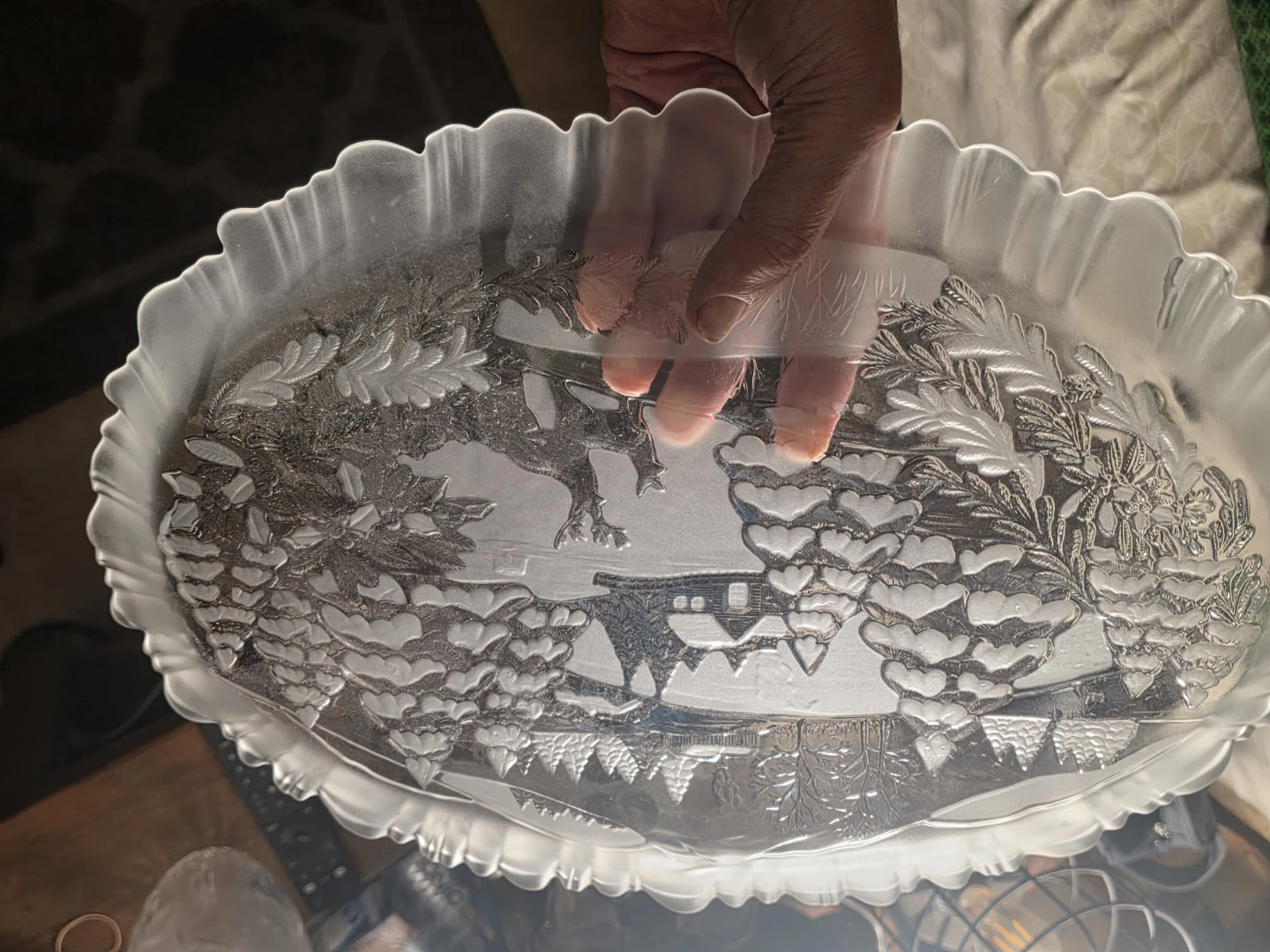 Christmas crystal platter 15 x 5" - photo 2