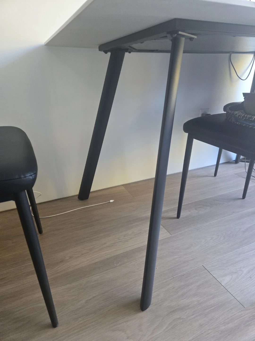 Modern White Marble-Look Table and Black Chairs Set - photo 4