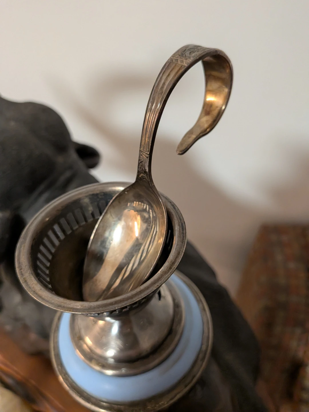 Vintage Lewbury Silver-Plated Condiment Holder with Spoon - photo 4