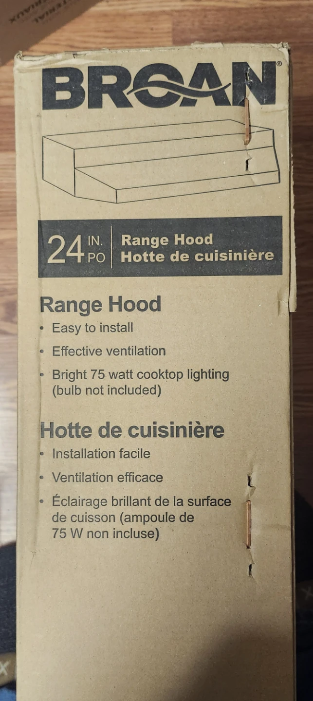 Broan 24-inch White Range Hood ( BINB ) never opened - photo 2