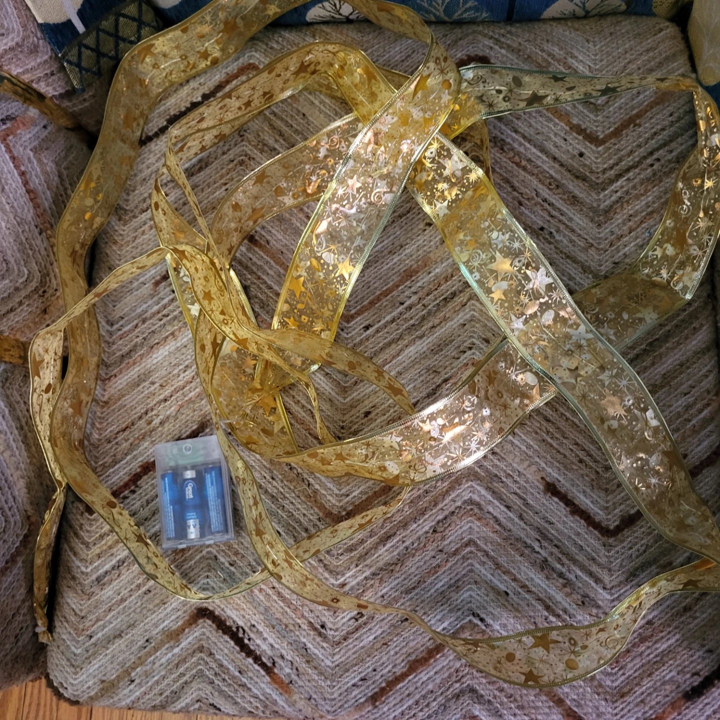 Gold Star Ribbon LED String Lights