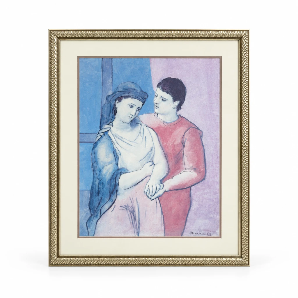Vintage Framed Pablo Picasso The Lovers Art Print