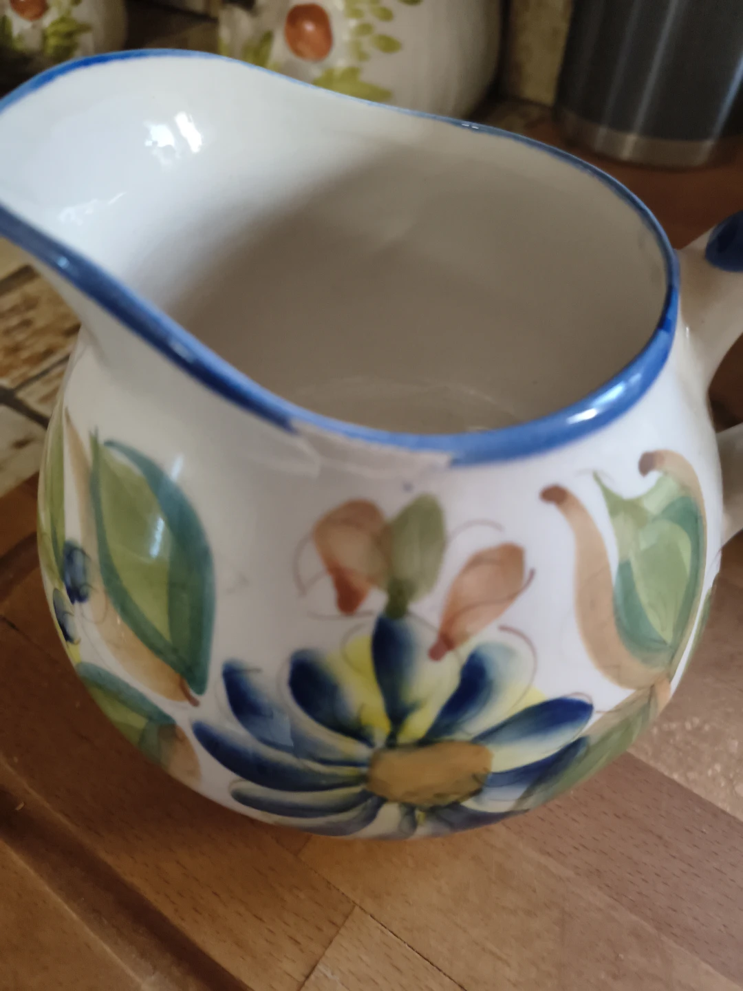 Portugal Ceramic Hand-Painted Floral Creamer Pitcher - photo 2