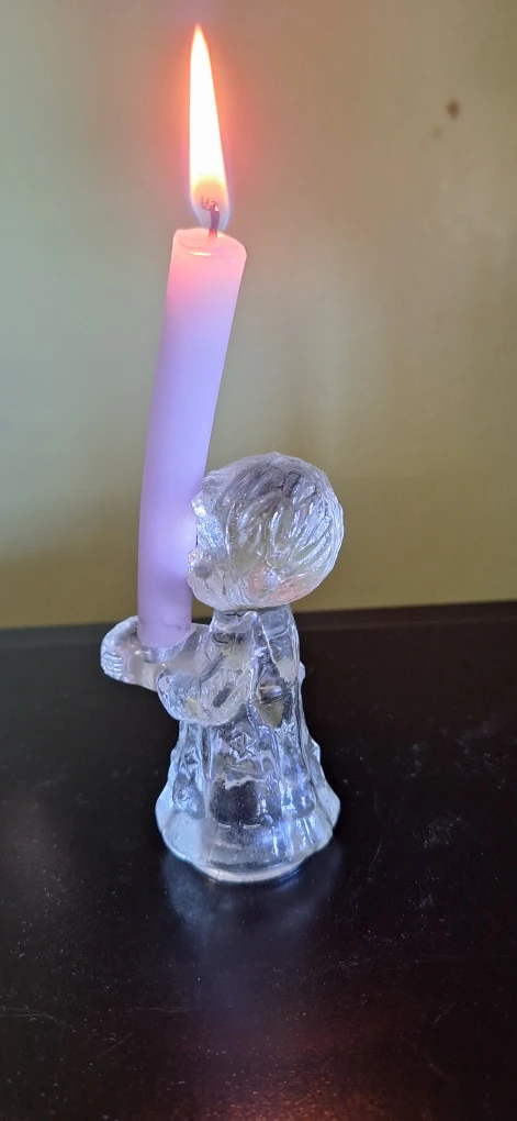 Clear Glass Angel Taper Candle Holder - photo 2