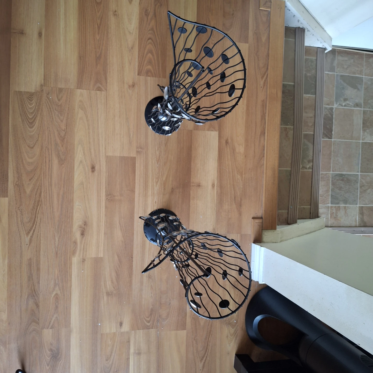 Set of Two Tall Black Metal Candle Holders - photo 3